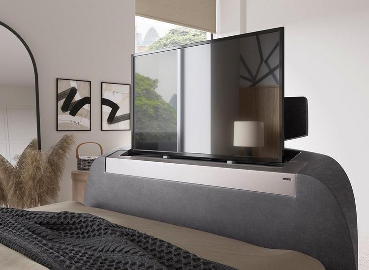 Enclosed bed store with tv