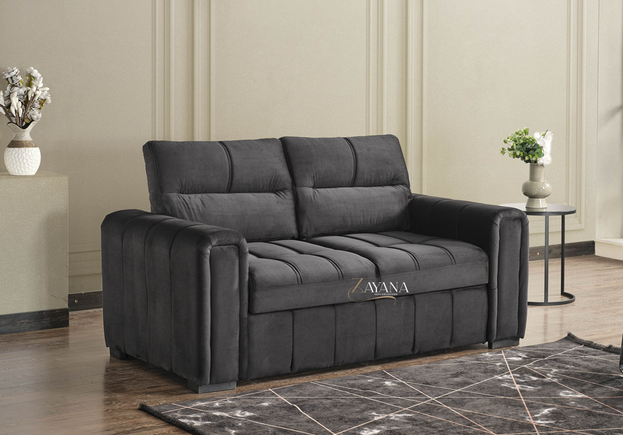 Manhattan 3 Seater Sofa Bed + 2 Seater Storage Sofa 3+2 Black