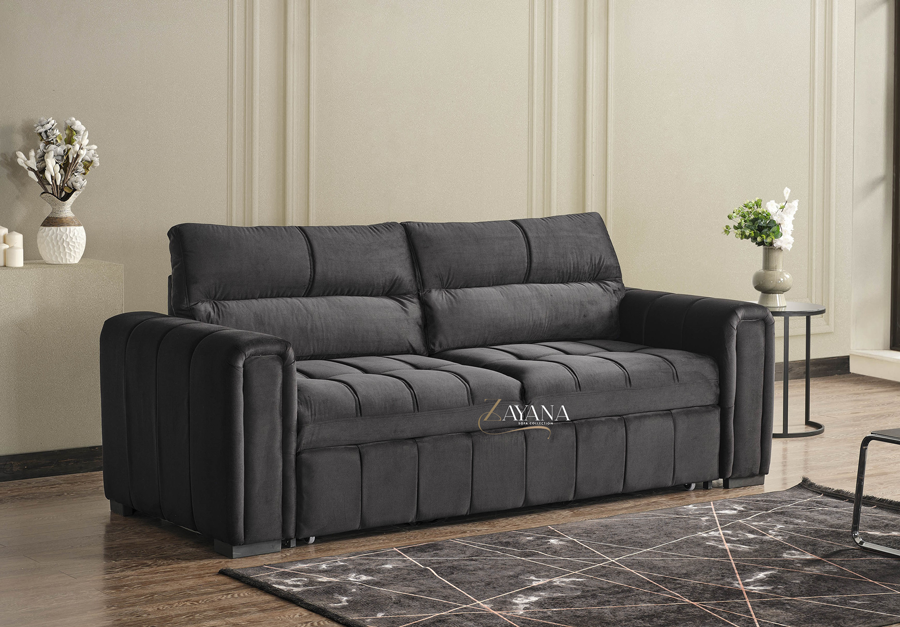 Manhattan 3 Seater Sofa Bed + 2 Seater Storage Sofa 3+2 Black