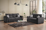 Manhattan 3 Seater Sofa Bed + 2 Seater Storage Sofa 3+2 Black