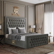 Luxury Bed Frame in grey plush velvet