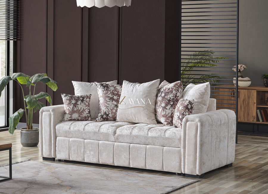 Berlin 3 Seater Sofa Bed + 2 Seater Storage Sofa 3+2 Cream