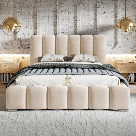 Henry Bubble Storage Bed Frame in Cream Plush Velvet