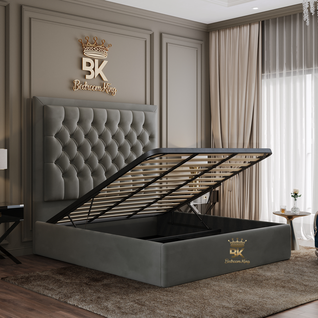 metal gas lift storage bed frame