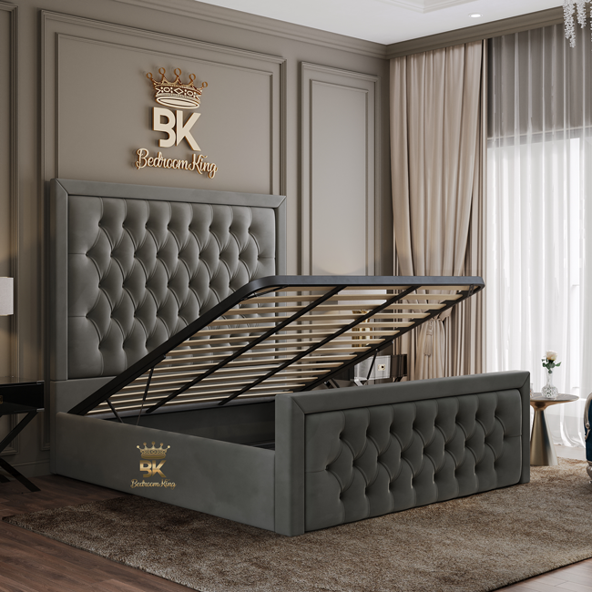 Metal Gas Lift Storage Bed Frame