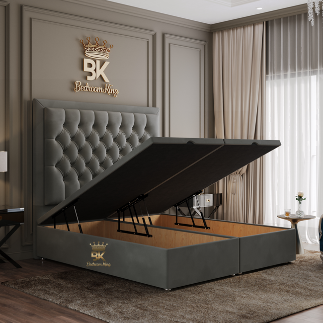 Grey ottoman bed frame 