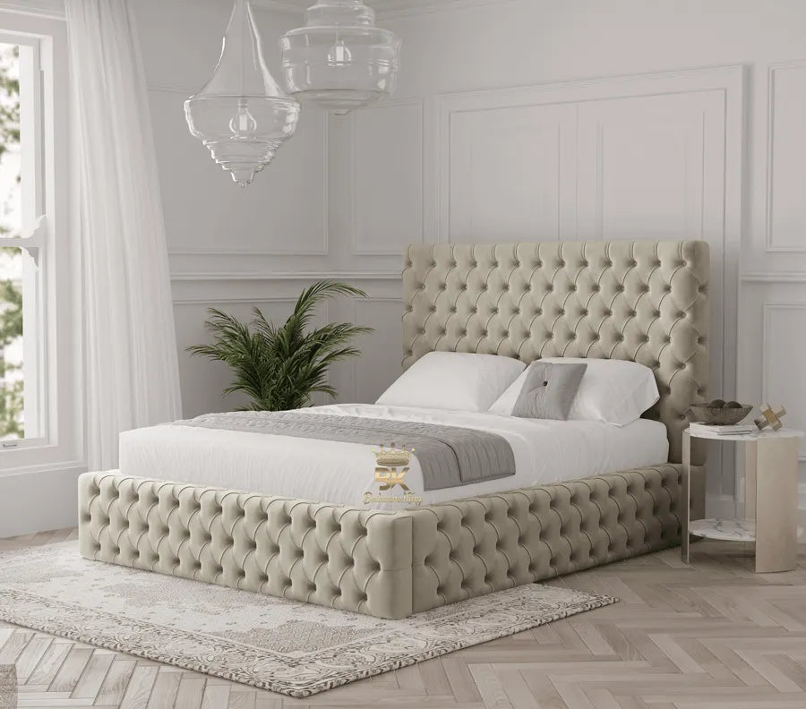 Fiona Padded Bed Frame Available With Ottoman Storage