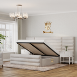 White Storage Bed Frame with metal gas lift option