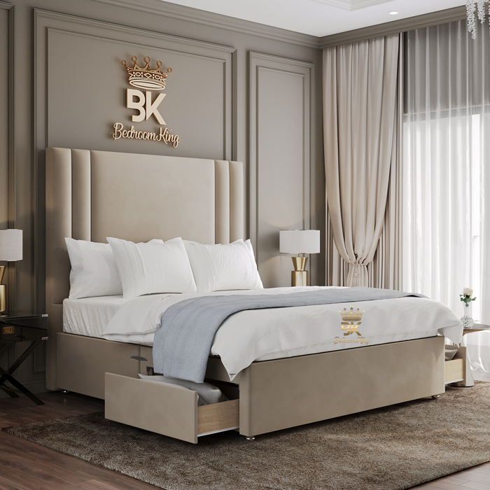 Dalton Divan Bed in cream plush velvet