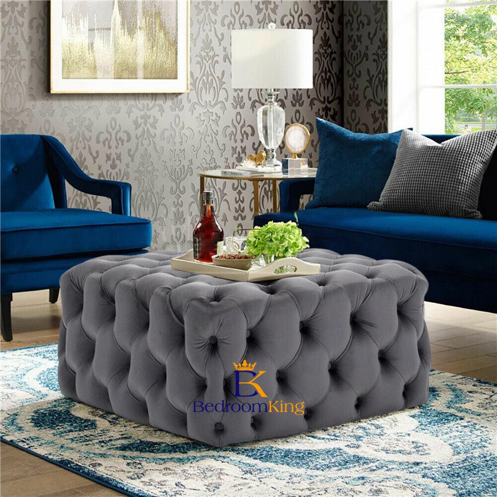 Large square clearance chesterfield footstool