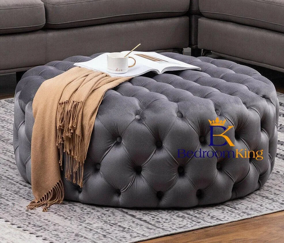 Round deals chesterfield pouffe